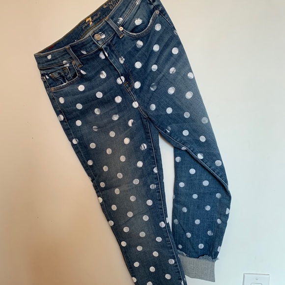 7 For All Mankind Polka Dot Painted Jeans - Picture 1 of 6